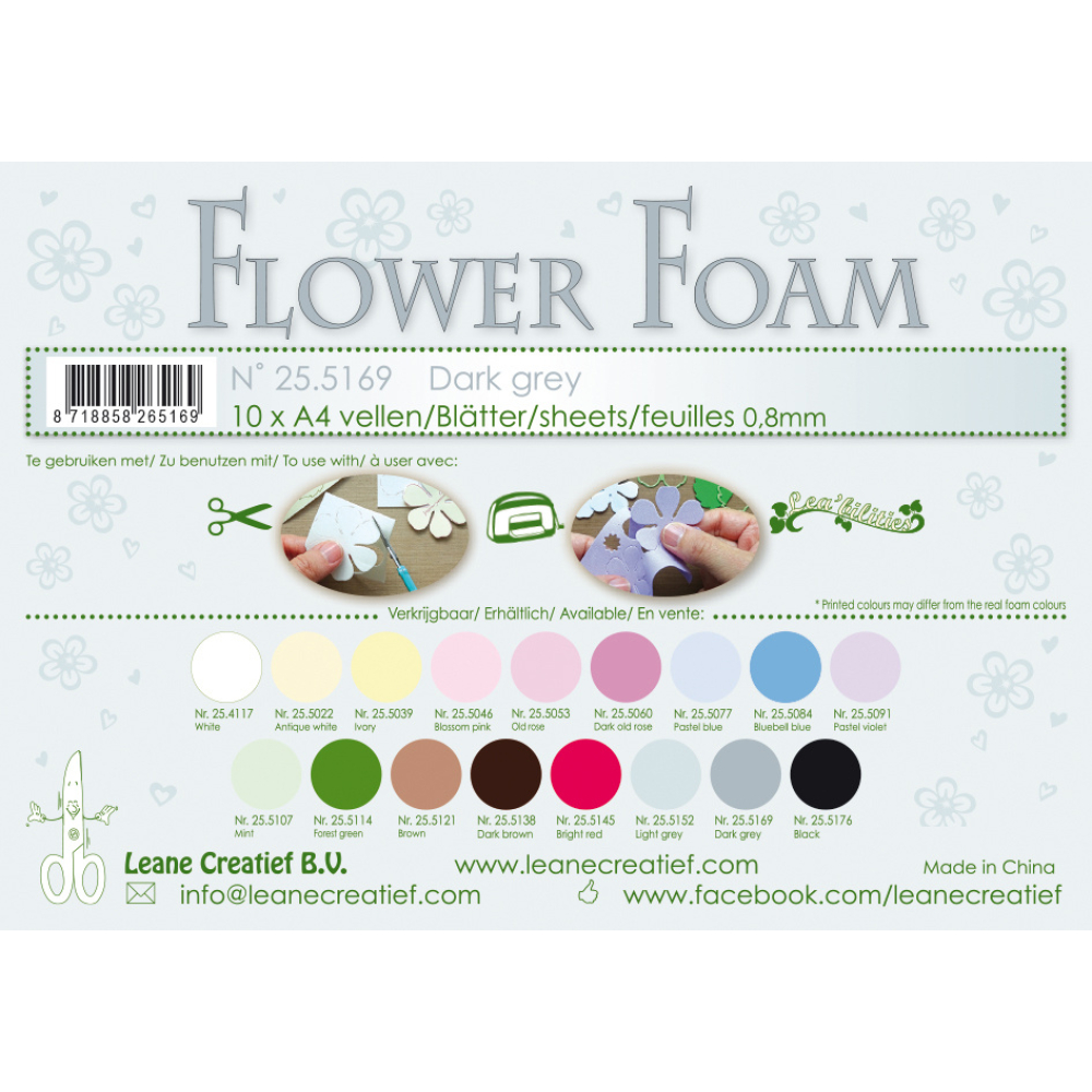 Leane Creatief Flower Foam Sheets A4 Dark Grey (25.5169)