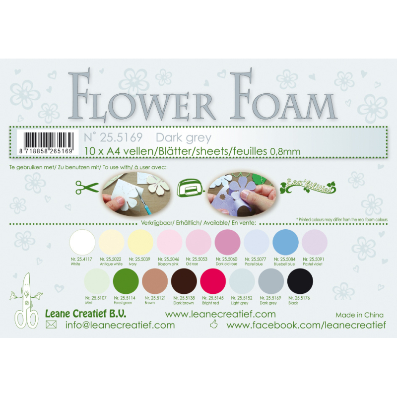Leane Creatief Flower Foam Sheets A4 Dark Grey (25.5169)