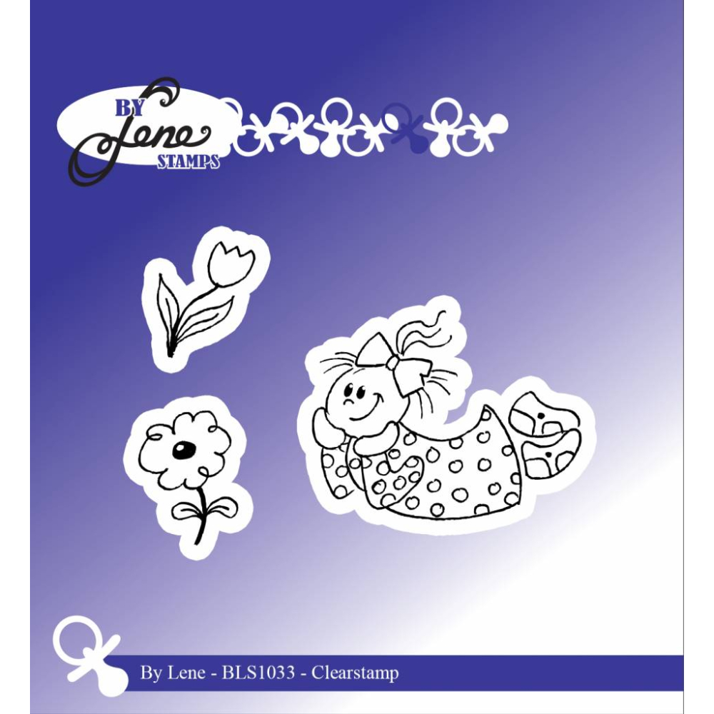 By Lene Girl with Flowers Clearstamps (BLS1033)
