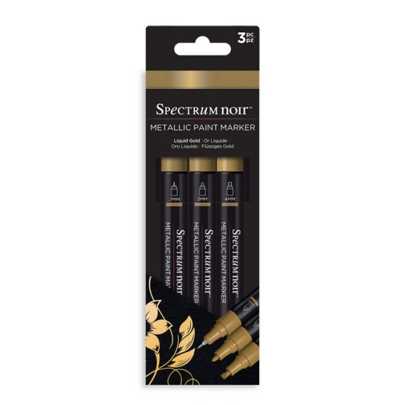 Spectrum Noir Metallic Paint Markers Liquid Gold (3pcs) (SN-MTPM-GOL3)