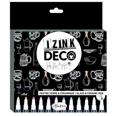 Aladine Izink Deco Felt-Tip Markers for Glass & Ceramics (12pcs) (85533)