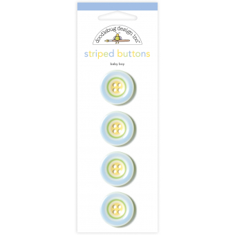 Doodlebug Design Special Delivery Striped Buttons (4pcs) (1318) (842715013186)