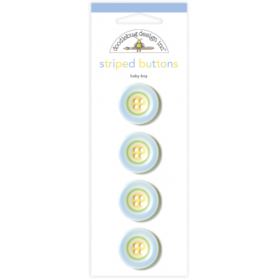 Doodlebug Design Special Delivery Striped Buttons (4pcs) (1318)