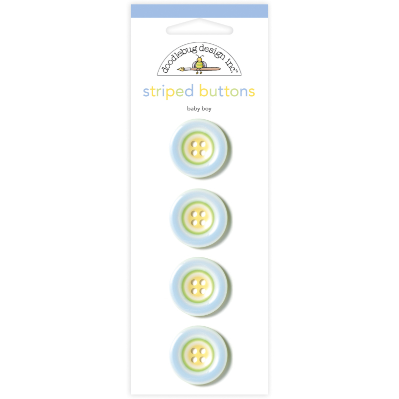 Doodlebug Design Special Delivery Striped Buttons (4pcs) (1318) (842715013186)