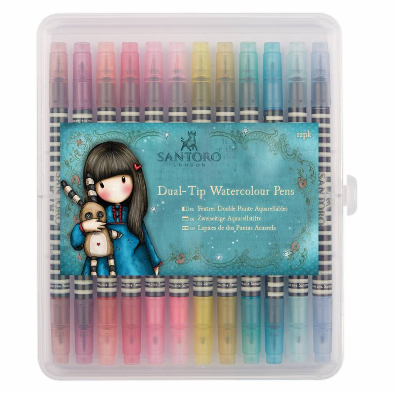 Gorjuss Watercolour Dual-tip Pens (12pk) - Santoro - Brights (GOR 851101)