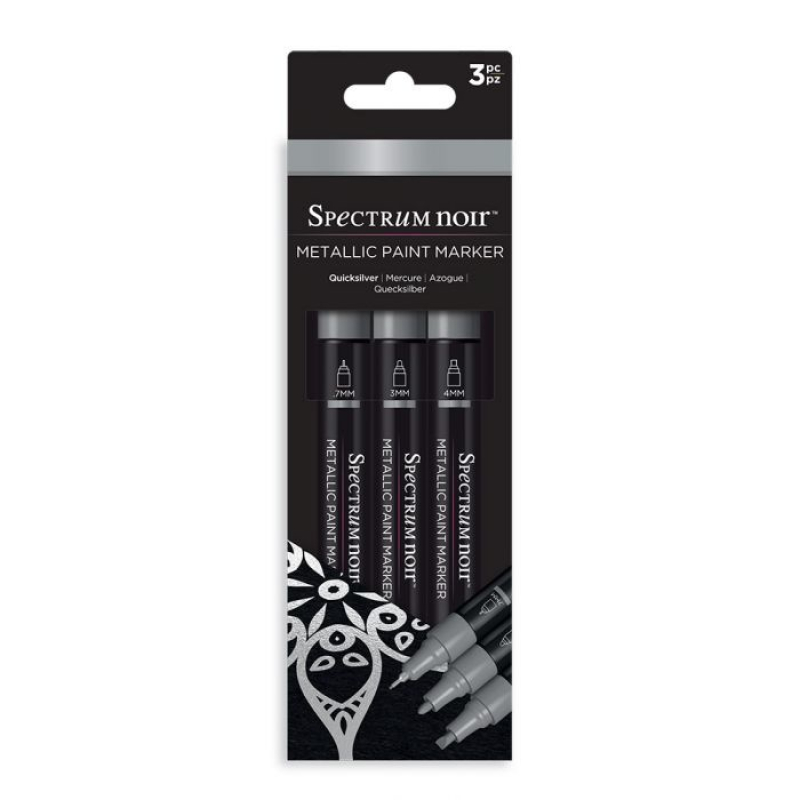 Spectrum Noir Metallic Paint Markers Quicksilver (3pcs) (SN-MTPM-SIL3)