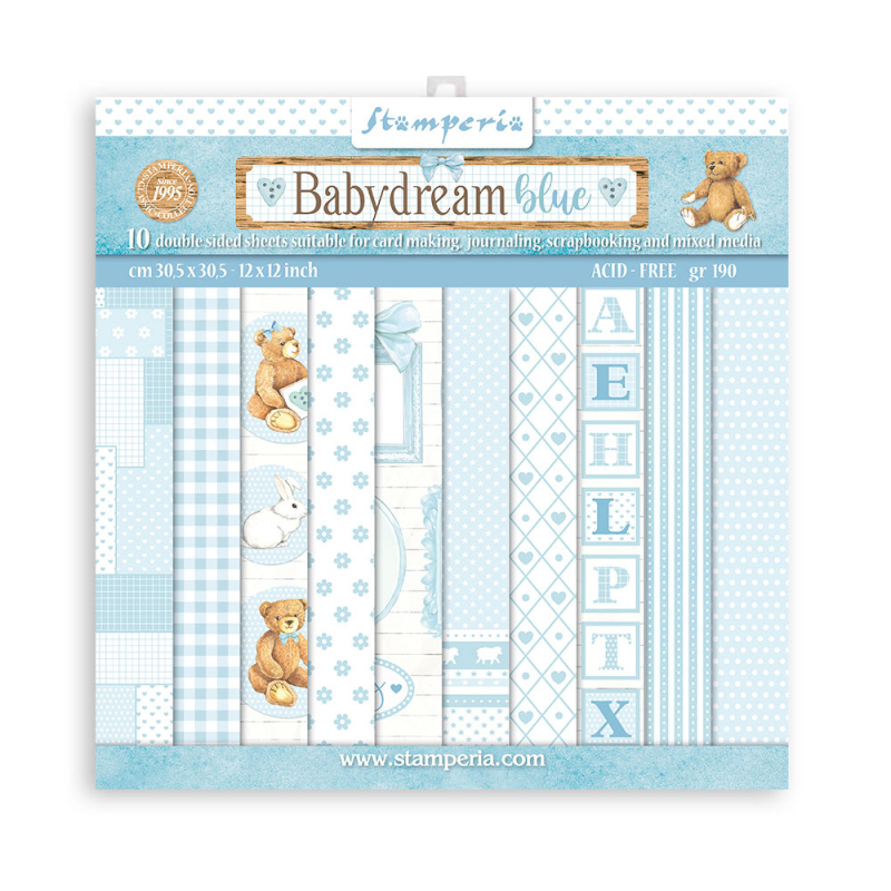 Stamperia Babydream Blue 12x12 Inch Paper Pack (SBBL106) ( SBBL106)