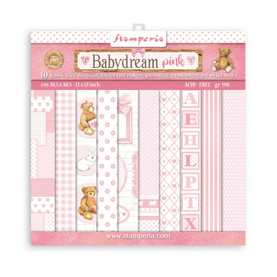 Stamperia Babydream Pink 12x12 Inch Paper Pack (SBBL107)