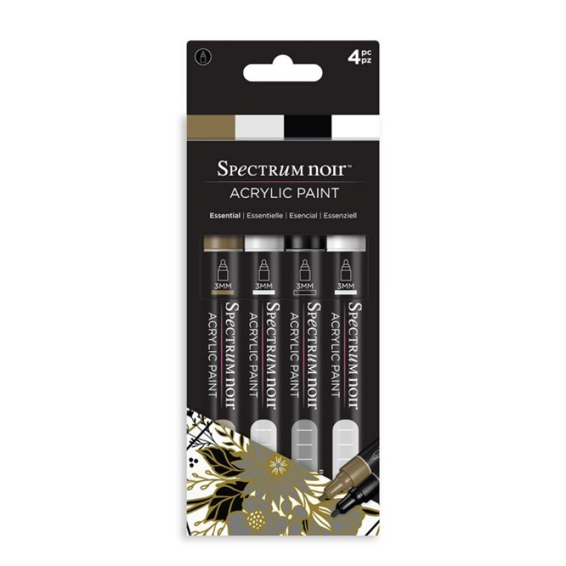 Spectrum Noir Acrylic Paint Markers Essential (4pcs) (SN-ACPM-ESS4) ( SN-ACPM-ESS4)