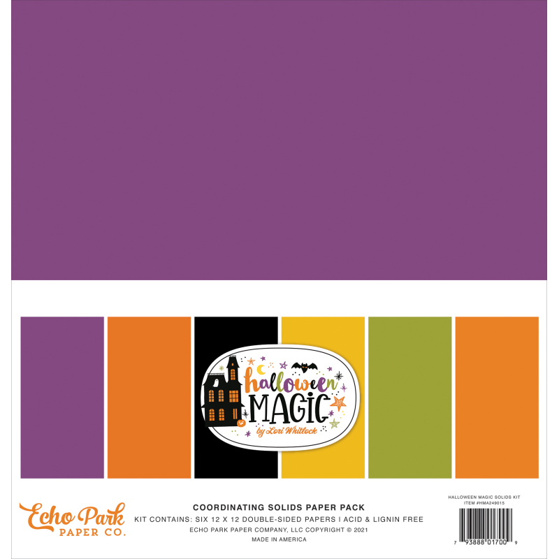 Echo Park Halloween Magic 12x12 Inch Coordinating Solids Paper Pack (HMA249015)