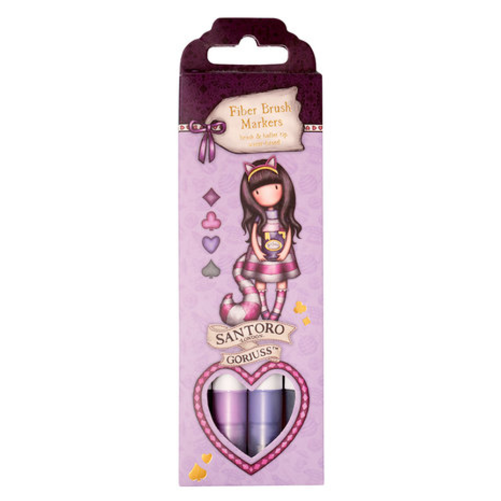 Gorjuss Wonderland Fiber Brush Markers Purples/Grey (4pcs) (GOR-WL-FBLM09)