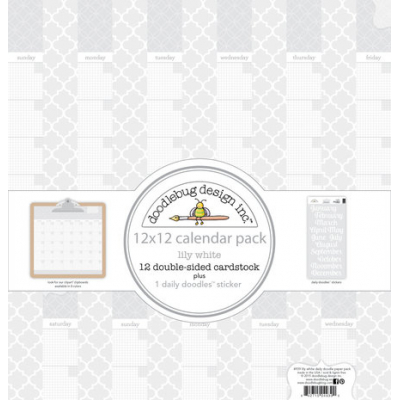 Doodlebug Design Inc. Daily Doodles 12x12 Inch Calendar Sheets Lily White (4939)