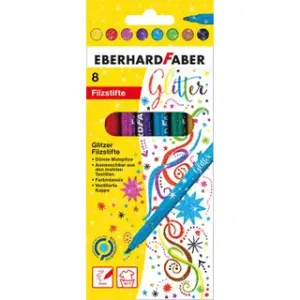 Eberhard Faber Viltstiften Glitter, zet van 8 (EF-551008)