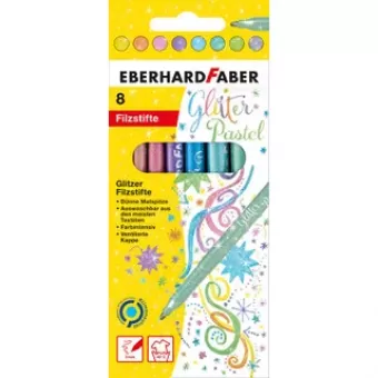Eberhard Faber Viltstiften EFA Glitter pastel kleuren assorti 8st. (EF-551009)