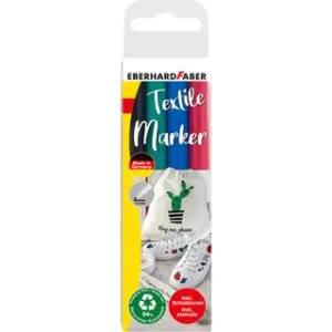 Eberhard Faber Textielmarker 4st. in etui incl. 4 stencils met sjablonen ( EF-578204)