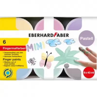 Vingerverf Eberhard Faber ass. kleuren pastel 6x40ml in karton (EF-578604)