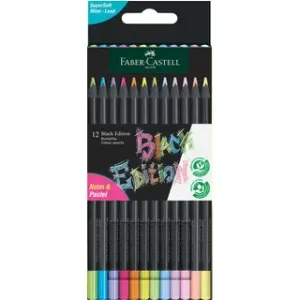 Faber-Castell Kleurpotlood Black Edition 12 stuks neon+pastel in karton etui (FC-116410)