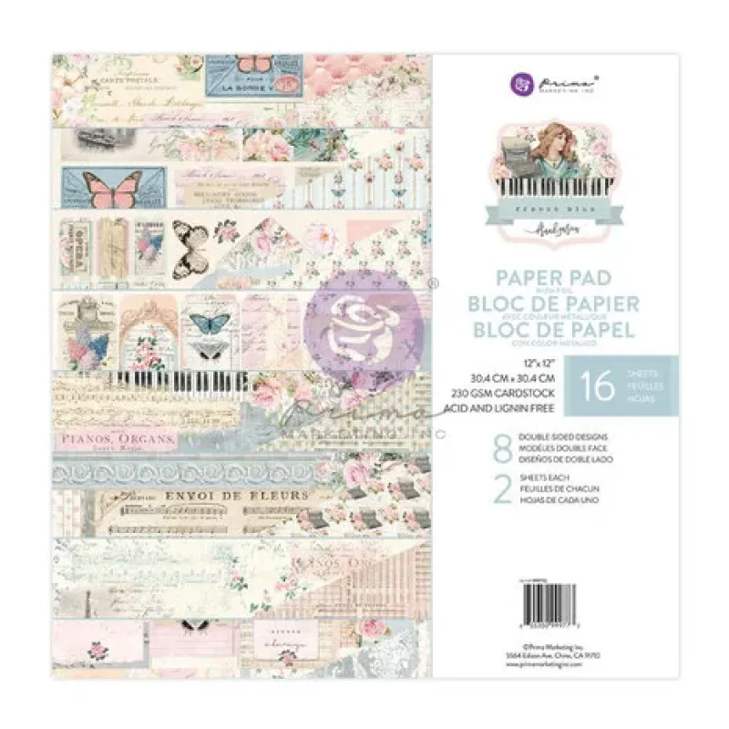 Prima Marketing French Blue 12x12 Inch Paper Pad (999773)