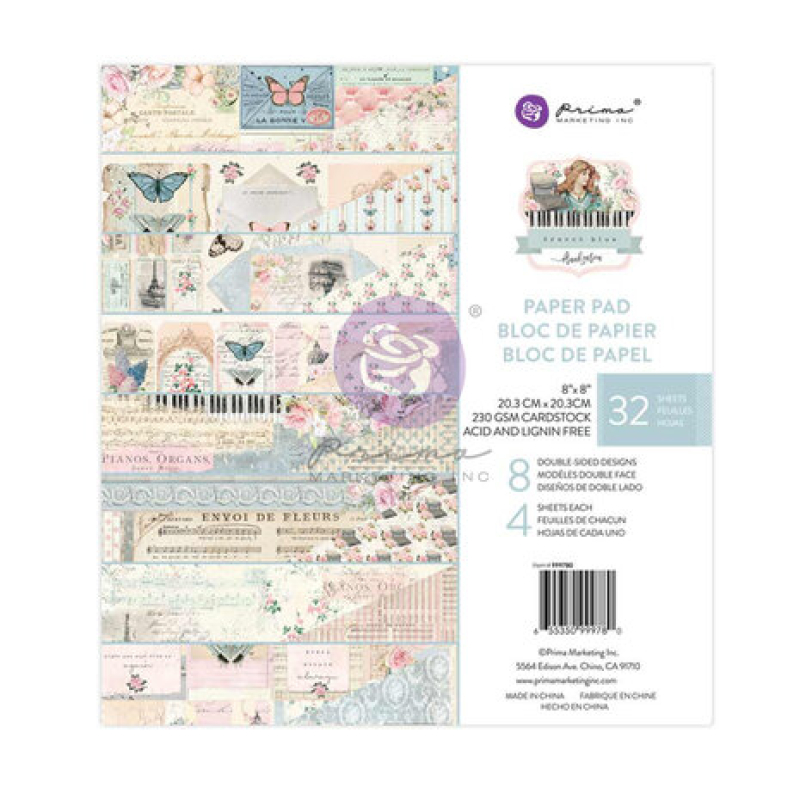 Prima Marketing French Blue 8x8 Inch Paper Pad (999780)