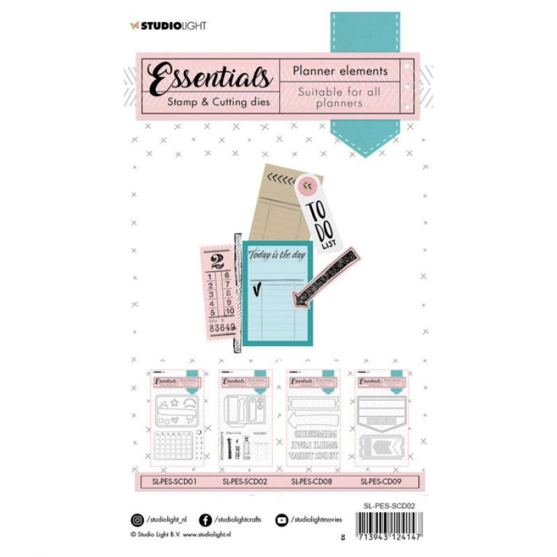 Studio Light • Snijmal + stempel planner essentials Planner elements nr.02 (SL-PES-SCD02)