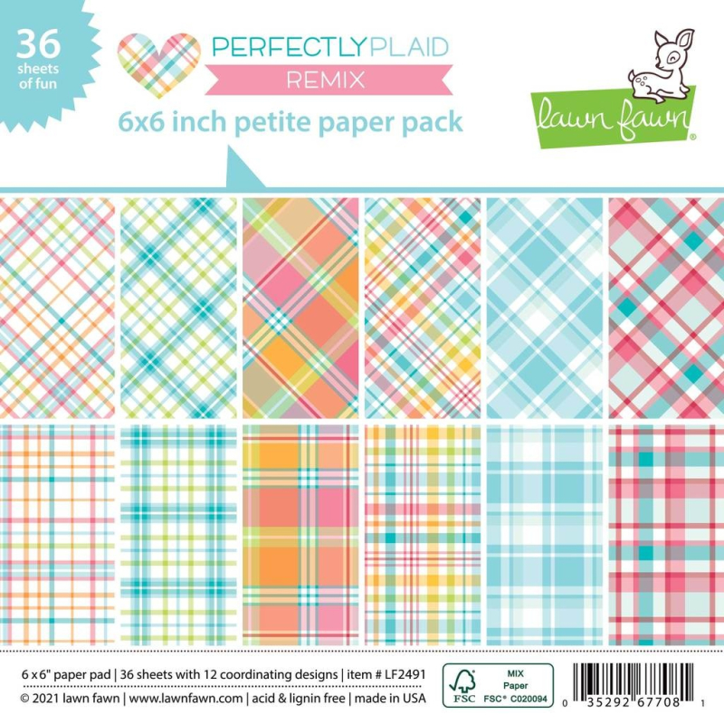 Lawn Fawn Perfectly Plaid Remix 6x6 Inch Petite Paper Pad (LF2491)