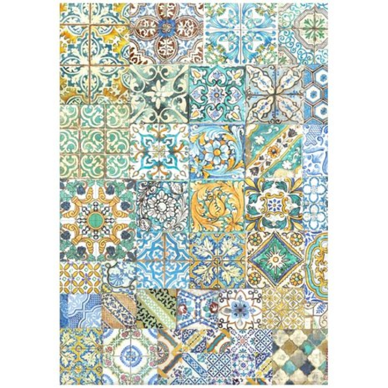 Stamperia Blue Dream A4 Rice Paper Tiles (DFSA4740) 1 stuks