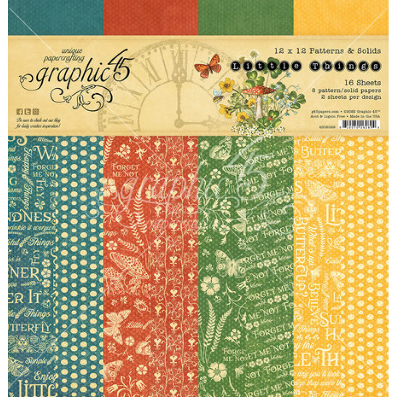 Graphic 45 Little Things 12x12 Inch Patterns & Solids Pack (4502528)