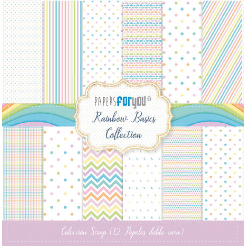 Papers For You Rainbow Basics Scrap Paper Pack (12pcs) (PFY-10501)