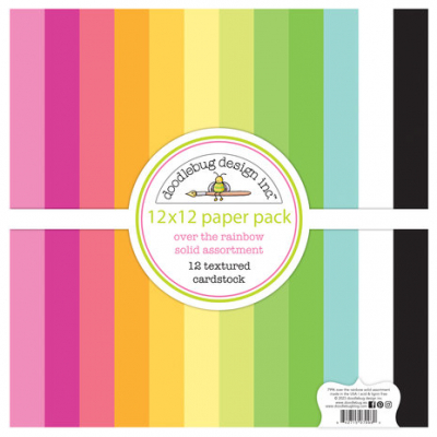 Doodlebug Design Over The Rainbow 12x12 Inch Textured Cardstock Assortment Pack (7996) (842715079960)