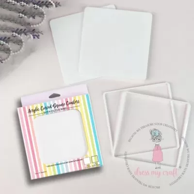 Dress My Craft Acrylic Curved Square Coasters With Outer Ring (2x2pcs) (DMCA6979)