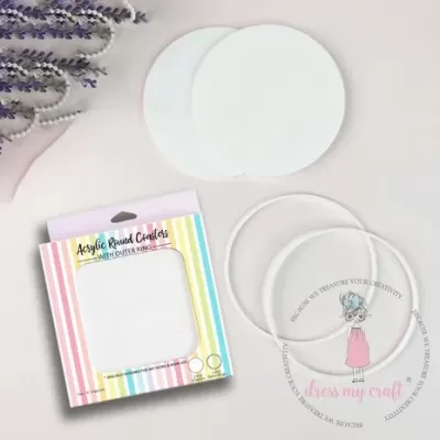 Dress My Craft Acrylic Round Coasters With Outer Ring (2x2pcs) (DMCA6957)