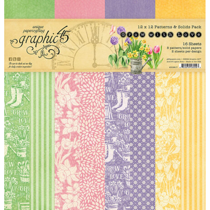 Graphic 45 Grow with Love 12x12 Inch Patterns & Solids Pack (4502817)
