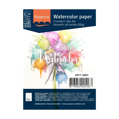Florence • Aquarelpapier Glad A6 200g Off-White 36 stuks  2911-2001
