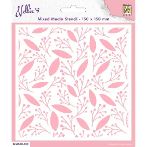 Nellie Snellen • Stencil A6 Size Christmas Backgrounds Leaves & Berries (MMS4K-038)