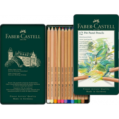 Pastelpotlood Faber-Castell Pitt metalen etui a 12 stuks