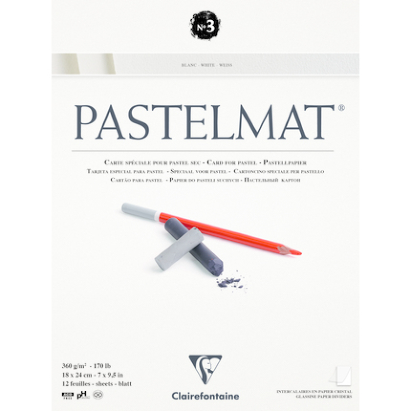 Clairefontaine Pastelmat® blok n°3 12 blad 360g 18x24cm - Wit (96001C)