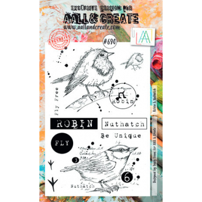 AALL and Create Stamp Set A6 Robin & Nuthatch (AALL-TP-690)