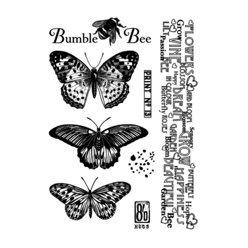 Crafty Individuals Butterflies and Bees Unmounted Rubber Stamps (CI-597) 