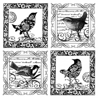 Crafty Individuals Four Little Songbirds Unmounted Rubber Stamps (CI-184)