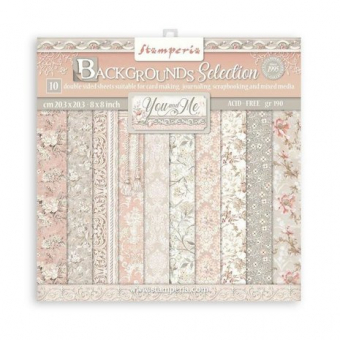 Stamperia Backgrounds Selection You and Me 8x8 Inch Paper Pack (SBBS62)
