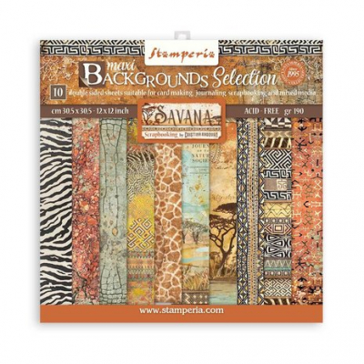 Stamperia Savana Maxi Backgrounds 12x12 Inch Paper Pack (SBBL109)