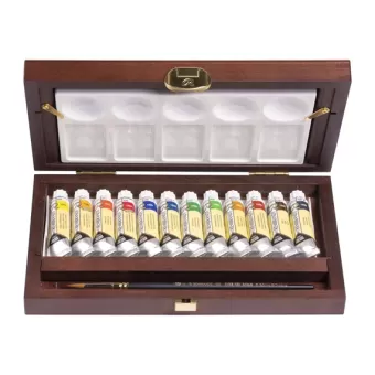 Rembrandt Aquarelverf houten kist set Traditional | 12 x 10 ml tubes + accessoires (05840015)