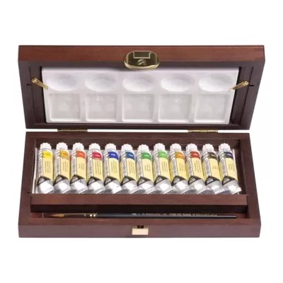 Rembrandt Aquarelverf houten kist set Traditional | 12 x 10 ml tubes + accessoires (05840015)