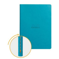 Rhodiarama genaaid schrift A5 32 blad gelijnd ivoorkleurig papier 90g - Turquoise (116407C)