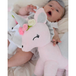 Metoo Plush pink/grey Unicorn with flower wreath L size 38cm (MT403)
