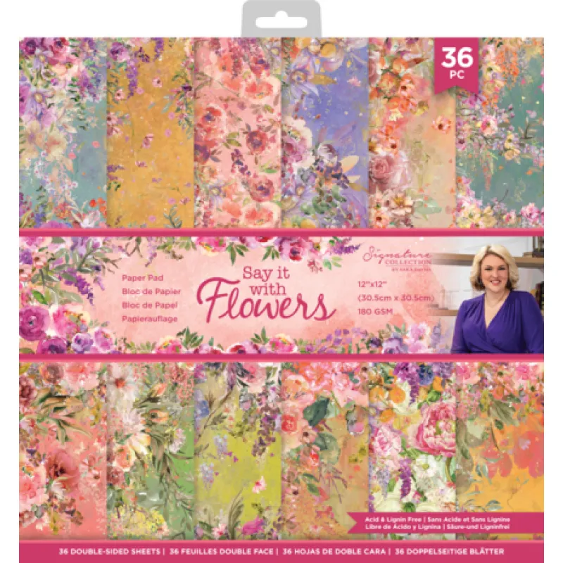 Crafter's Companion Say It With Flowers 12x12 Inch Paper Pad (S-SIWF-PAD12)