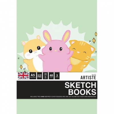 Docrafts Artiste A5 Sketchbooks Chibi (3 books) (DOA 101138)