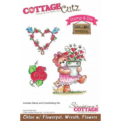 CottageCutz Scrapping Cottage Chloe with Flowerpot, Wreath & FLowers (CCS-027)
