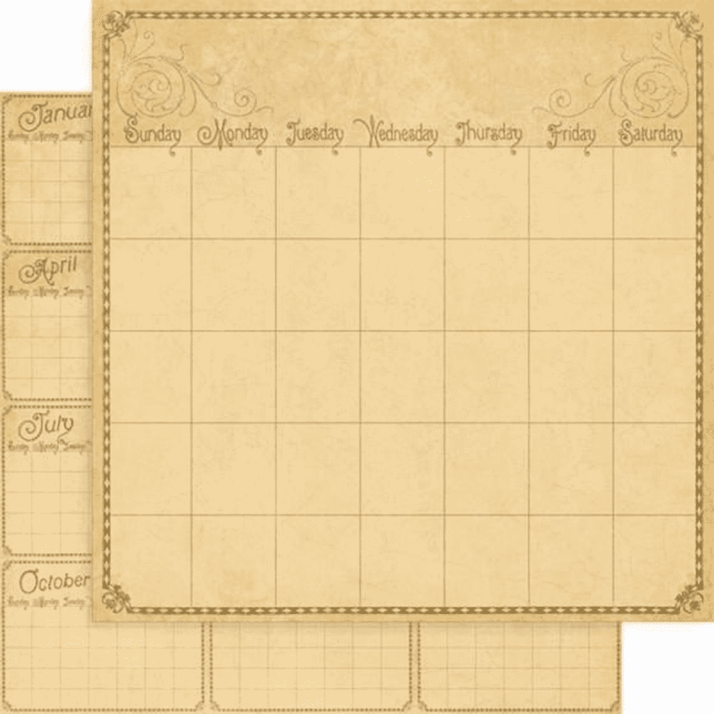 Graphic 45 • 30,5x30,5cm double-sided paper x1 Calendar en maanden sheets (S4500615)