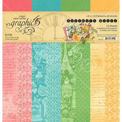 Graphic 45 Ephemera Queen 12x12 Inch Patterns & Solids Paper Pad (4502105)